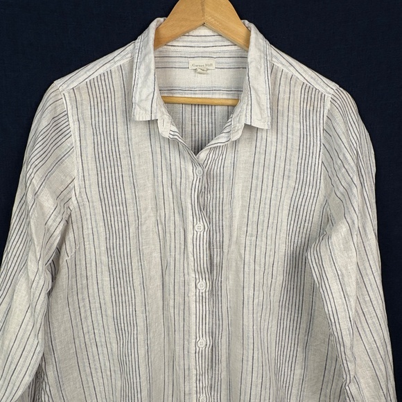 Garnet Hill Womens Long Sleeve Linen Button Up Shirt Sz M Breathable Coastal - Picture 5 of 12